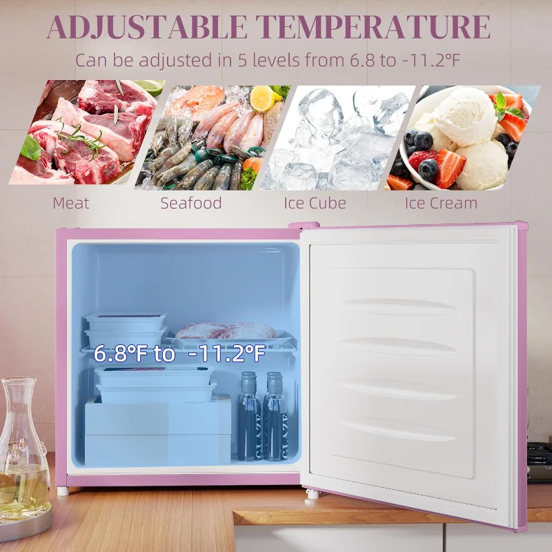 HOMCOM Mini Freezer Countertop، 1.1 قدم مكعب، فريزر عمودي مدمج مع أرفف قابلة للإزالة، باب قابل للعكس للمنزل، النوم