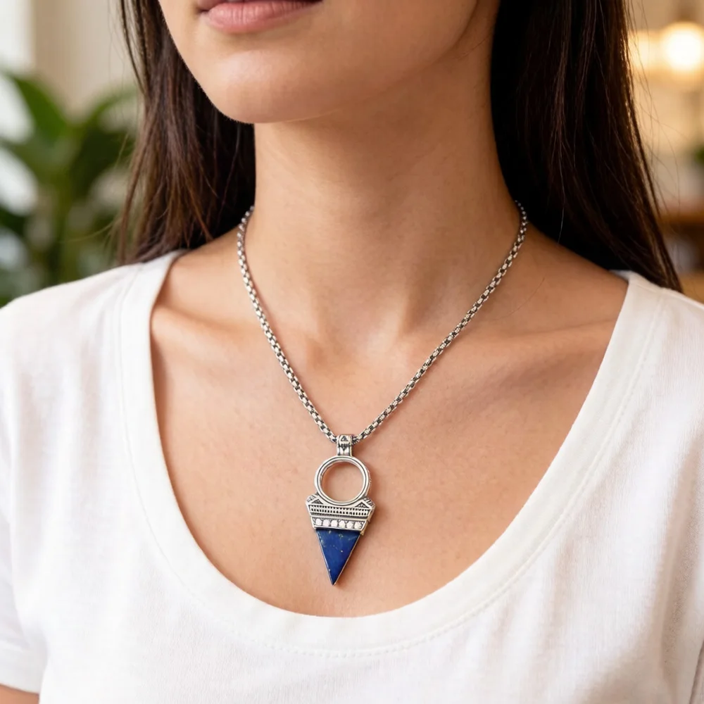 Pendant Lucky Blue Triangle Summer Brand New Rebels Jewelry Europe 925 Sterling Silver Mysticism Gift For Women Men