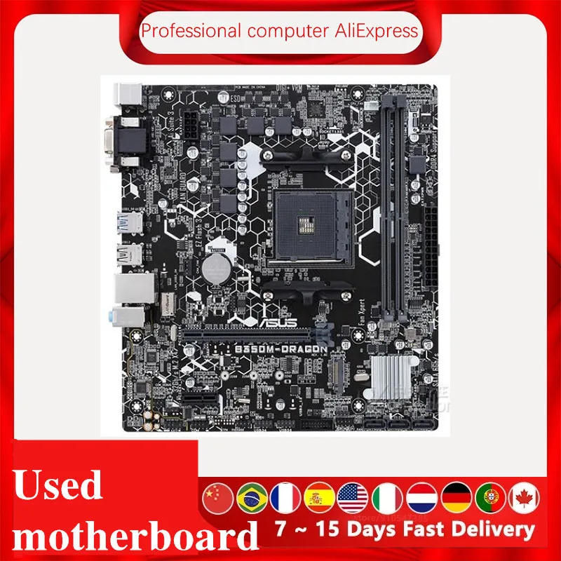 For ASUS B350M-DRAGON Motherboard Socket AM4 DDR4  For AMD B350M B350 Original Desktop Mainboard Used Mainboard