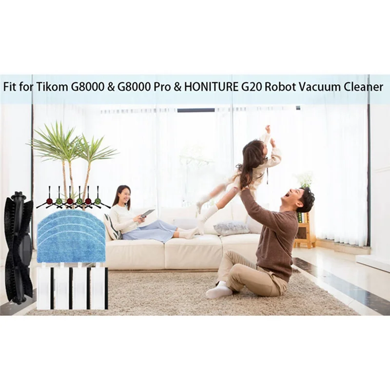 

AEA4-For Tikom G8000 G8000 Pro HONITURE G20 Robot Vacuum Cleaner Accessories Main Brush Filter Wipe