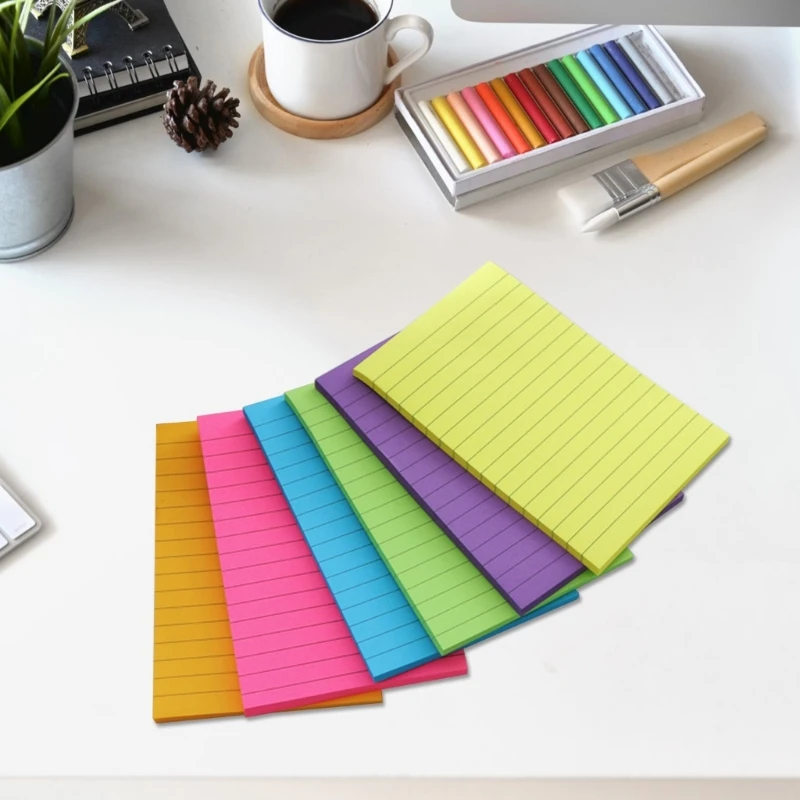 6Pcs Sticky Notes Pads 4x6inch Pocket Memo Pad Self-ashesive Note Papers