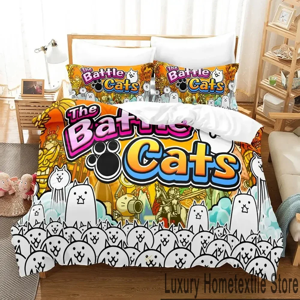 Game The Battle Cats Unite Bedding Set Boys Girls Twin Queen King Size Duvet Cover Pillowcase Bed boys Adult Home Textileextile