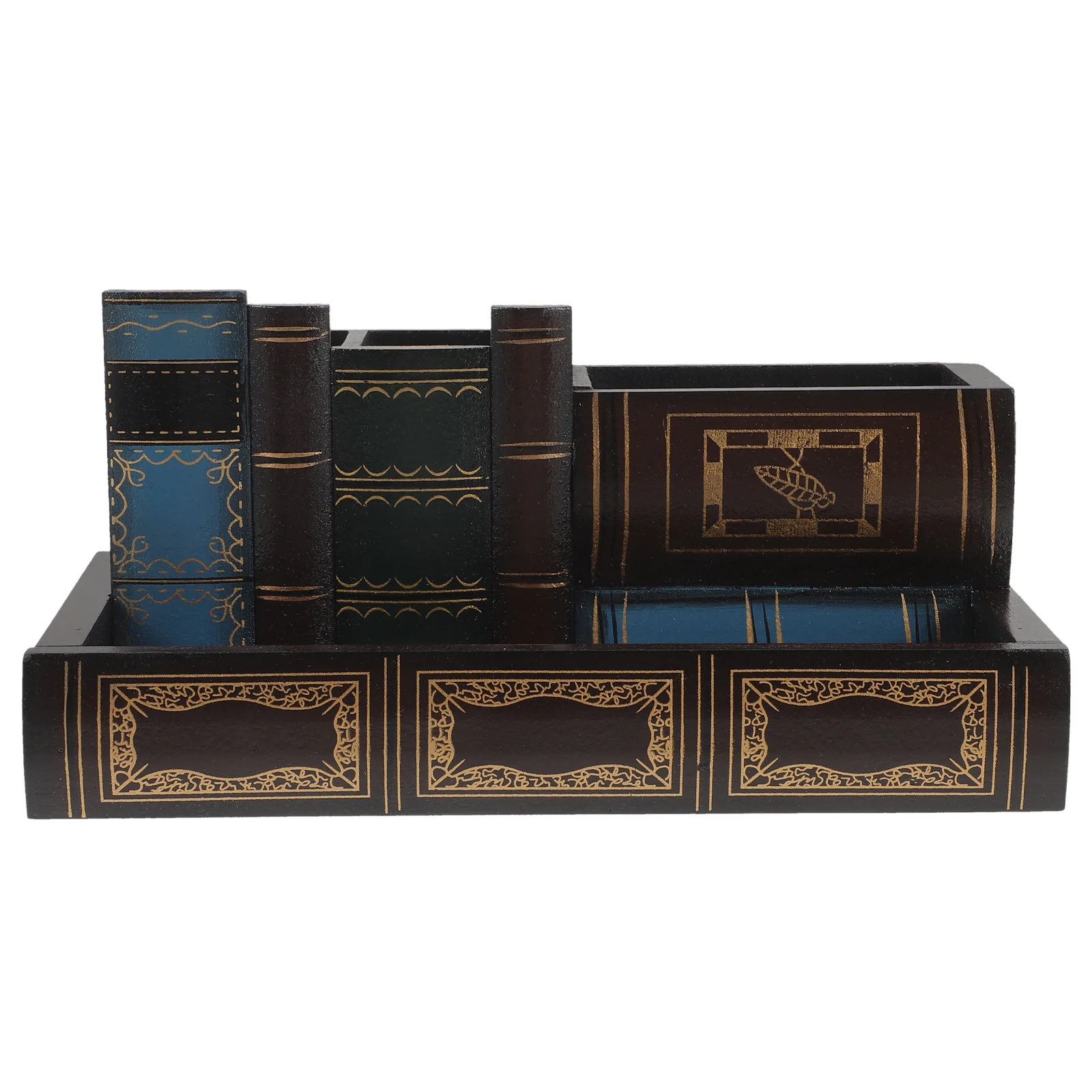 

Retro Style Simulation Book Pen Holder Wooden Desktop Organizer Office School Stationery Storage Pen Holder