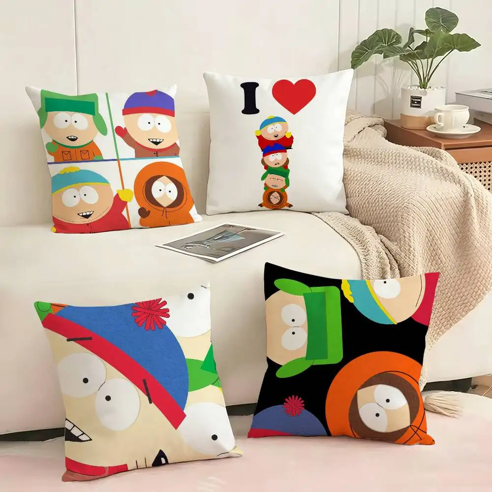 Cute Cartoon South-Parkes  Pillow Case Square Double-Sided Sofa Cushion Cover Bedroom Bedside Pillow Gift