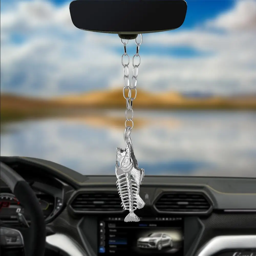 

Auto Ornaments Car Pendant Lucky Rise To Fish Skeleton Interior Rearview Mirror Decoration Hanging Decor Car Accessories Gifts
