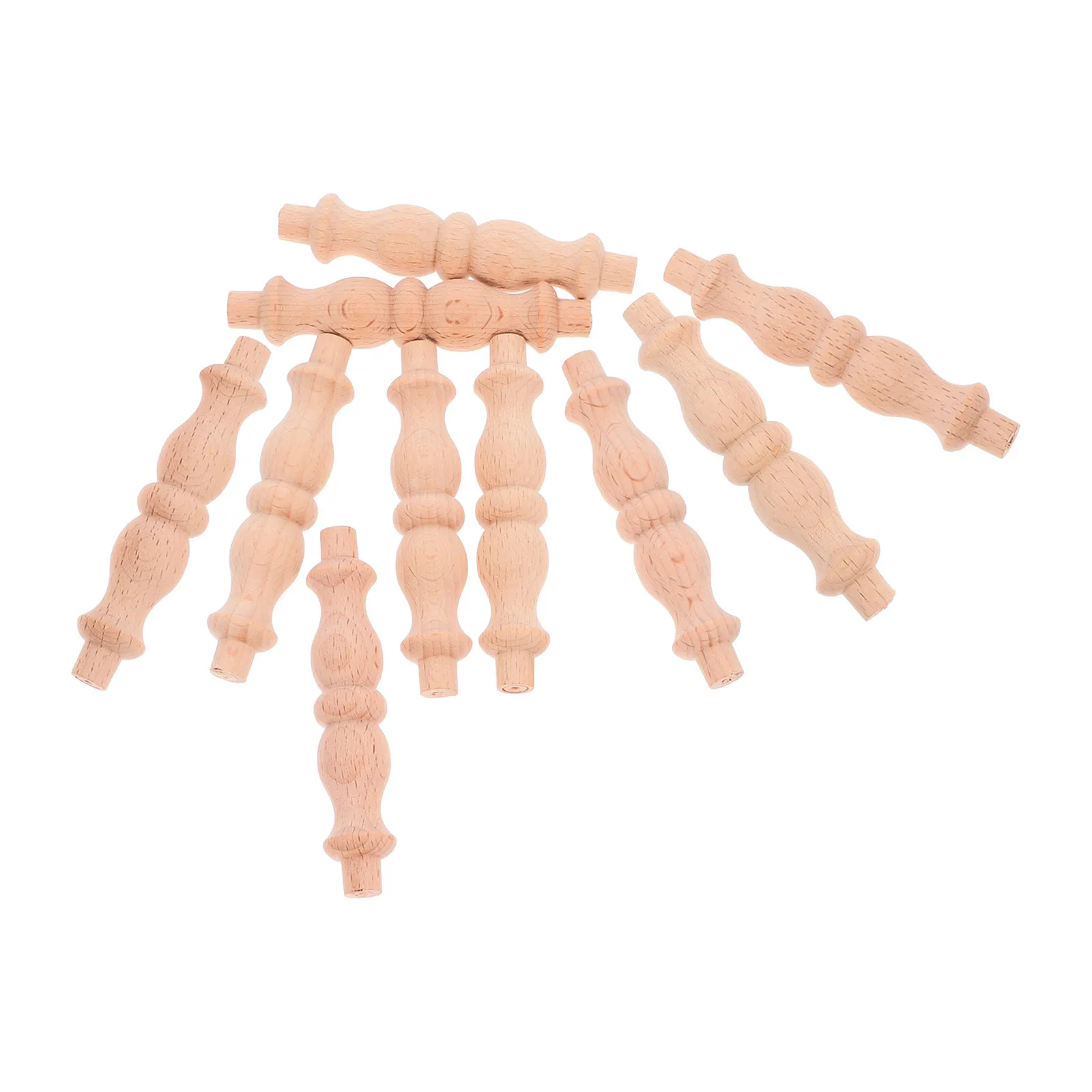 10 Pcs Staircase Balusters Unfinished Wood Finials Furniture Decoration Parts Decorative Craft Stickss