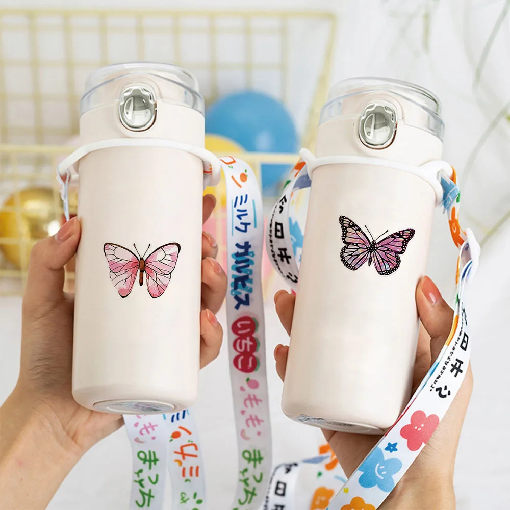 50-500pcs Vivid Butterfly Flowers Stickers 2.5cm/1.0inch Diy Decals Decor Use to Adorn Gifts Notebook Kettle Phone Seal Labels