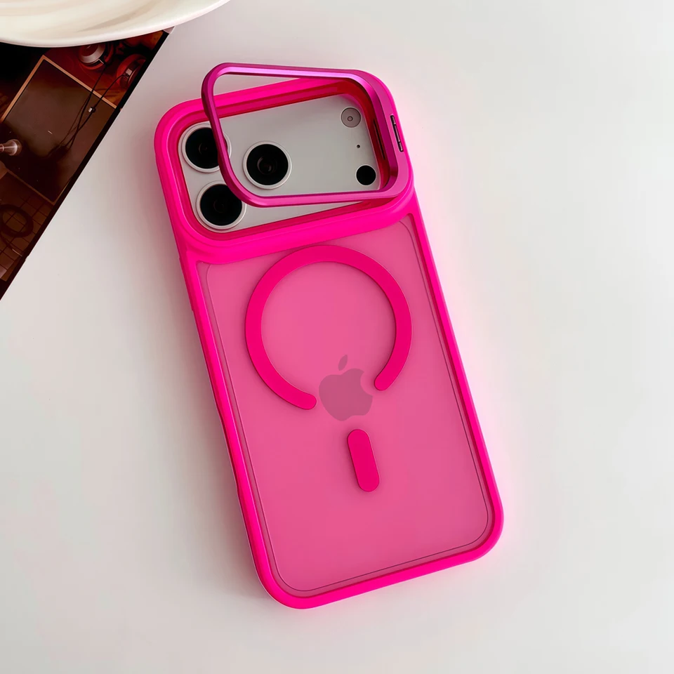 Funda de lujo mate translúcida para iPhone 18 17 16 15 14 13 12 11 Pro Max 18Pro 18Pro iPhone18 para Magsafe Mag Safe con soporte 5