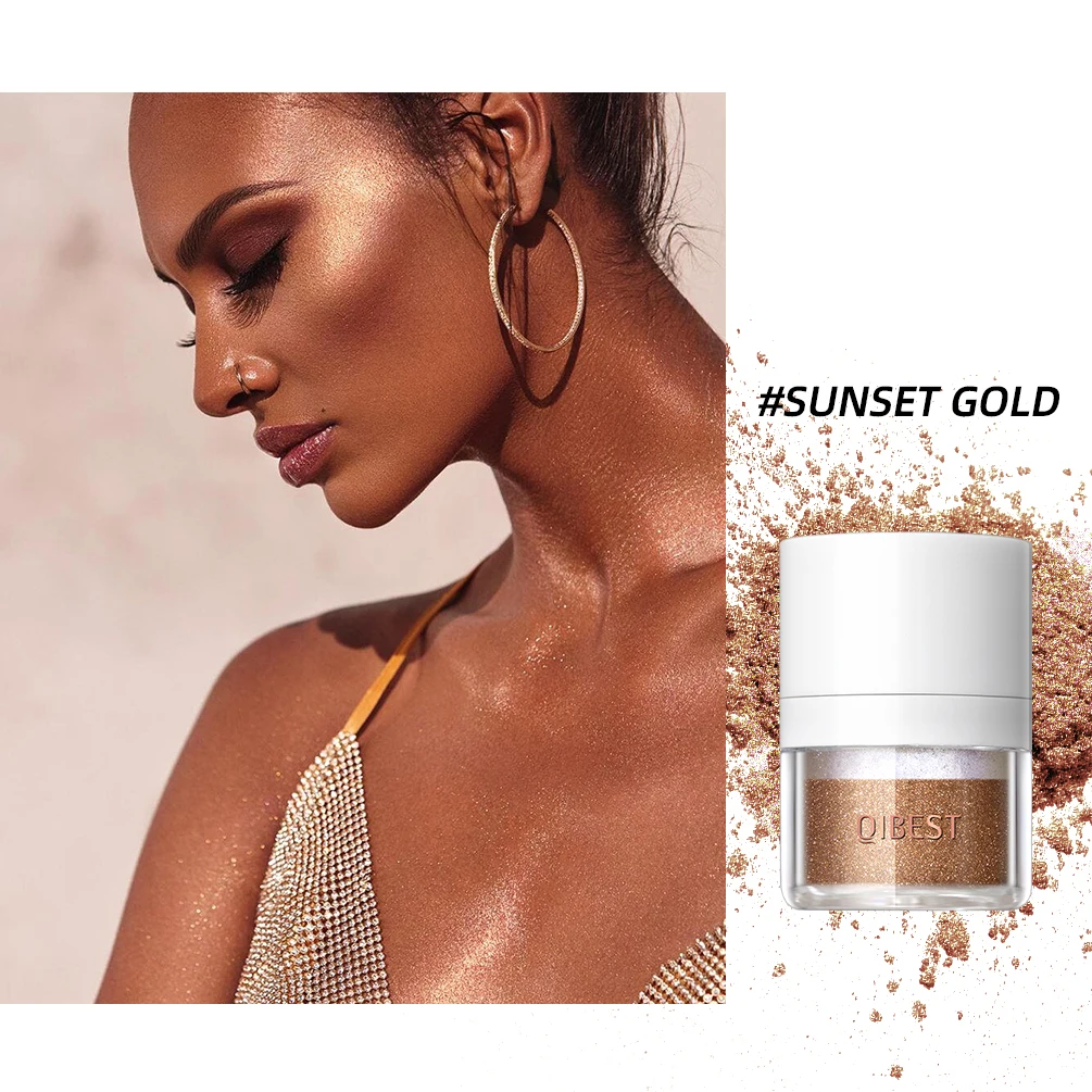 QIBEST Highlighter Powder Contour Shading Glitter Fairy Powder Makeup Focallure Contour Illuminator Women Beauty Makeup Cosmetic
