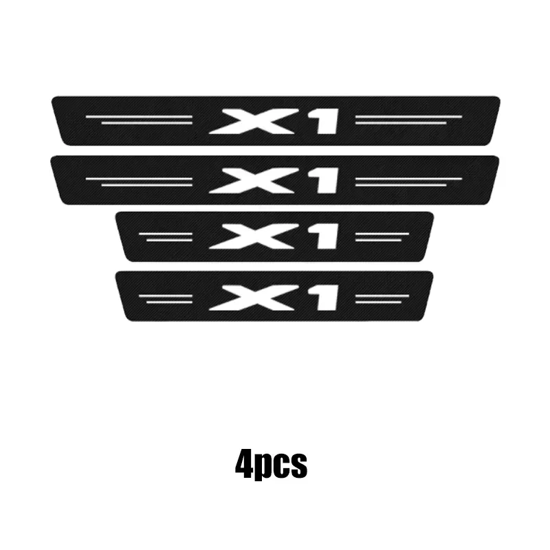 4PCS Door Threshold Sill Stickers for BMW X1 2006-2016 2018 2019 2021 2020 Carbon Fiber Car Scuff Plate  Protector Film Decals