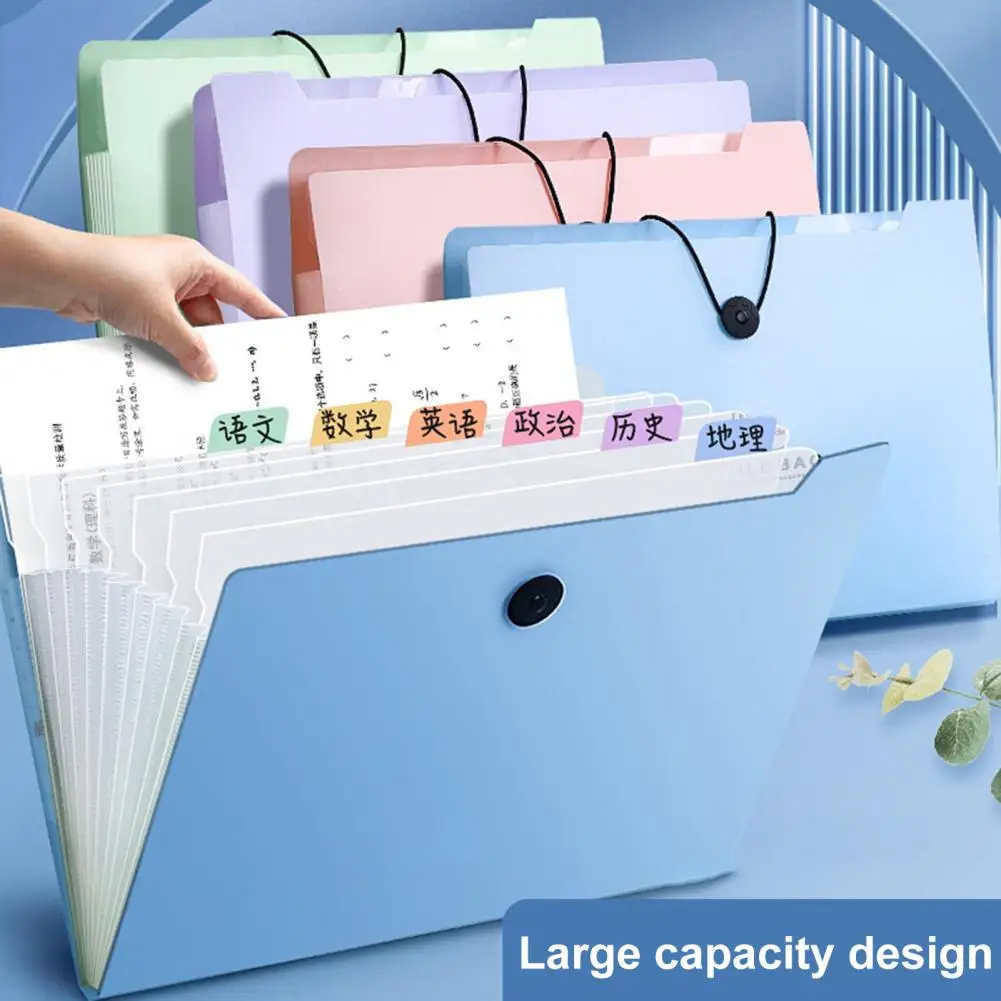 A4 8 Grids Organ Folder Buckle Design Classified Transparent Insert Documents Storage File Folder Stationery Organizer Holder