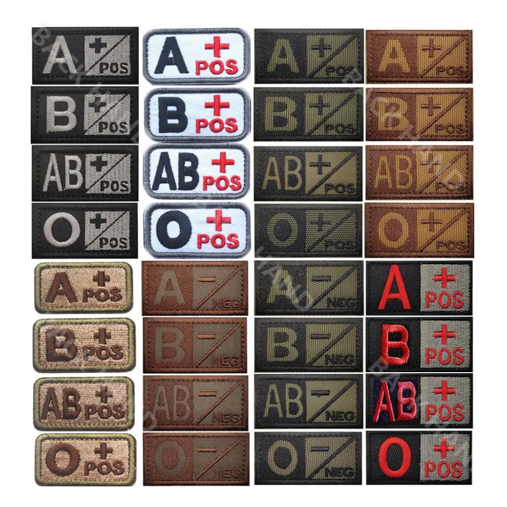 Tactical Blood Type Badge Embroidered Magic Sticker A B AB O Size 5*2.5CM military acessories embroidery patches for clothes hat