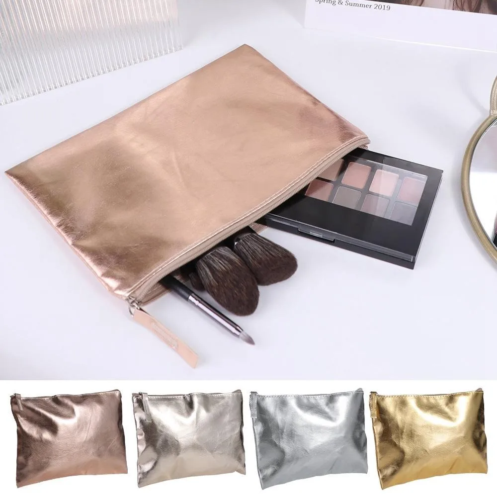 Portable Cosmetic Bag Bright PU Coin Purse Solid Color Wallet Zipper Coin Purse Earphone Pouch Coin Purse Small Item Bag Men