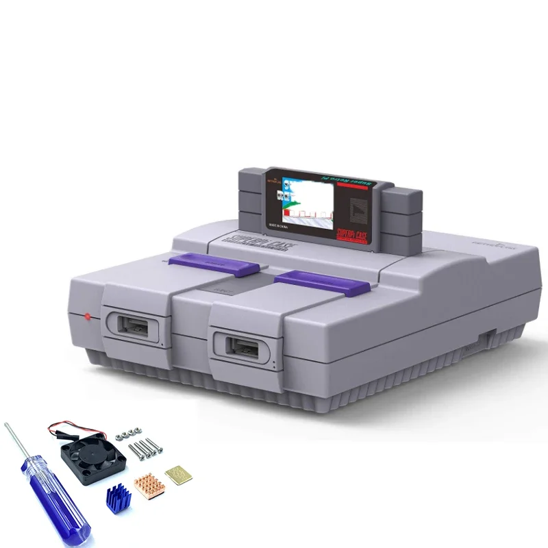 وحدة تحكم ألعاب سلكية USB ريترو فلاج وحقيبة SUPERPi-U مع مروحة تبريد + مبدد حرارة لـ Raspberry Pi 3B Plus (3B+)/3B