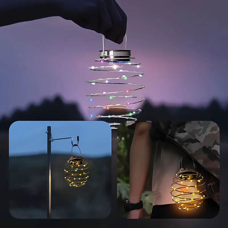 

Garden Solar Lights Outdoor Spiral Waterproof Lantern Solar Powered Lamp Hanging String Light for Yard Lawn Porch Path Balcony