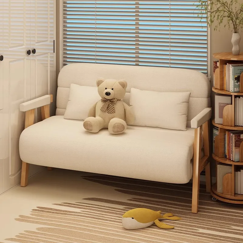 

Small bedroom sofa bed New folding solid wood bed Double retractable multi-functional overnight bed