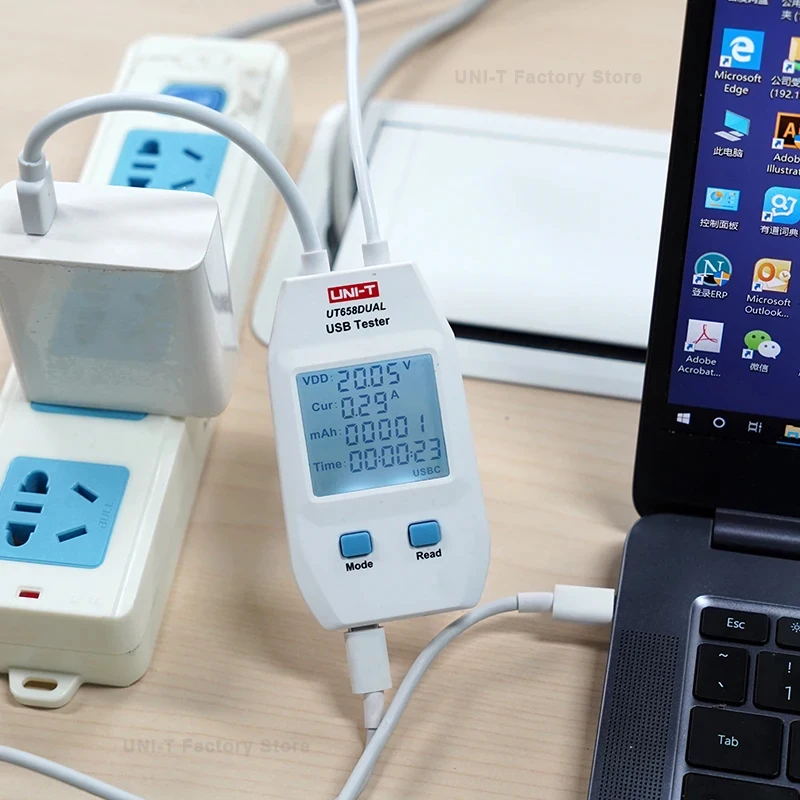 UNI-T UT658 USB تستر UT658C UT658DUAL شاحن نوع A/C شحن سريع القدرة الحالية اختبار مقاومة الطاقة USB السلطة متر