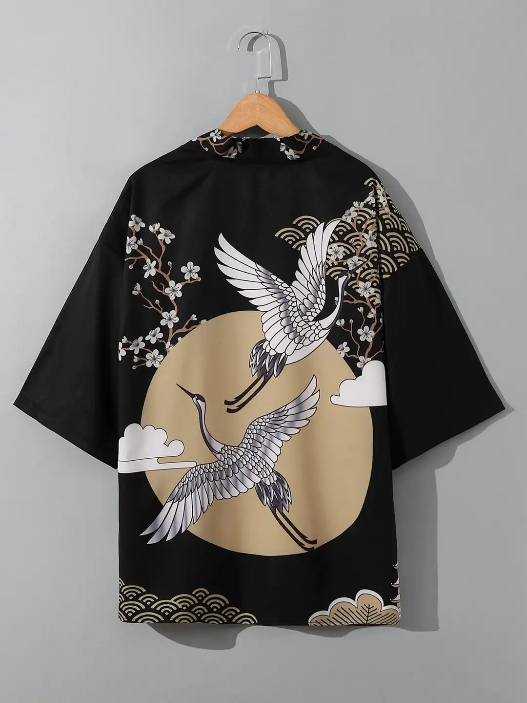 RANMARU KIMONO Men's Summer Short-sleeved Printed Shirt Shirt Fashion National Trend Harajuku Retro Cardigan and Clothing
