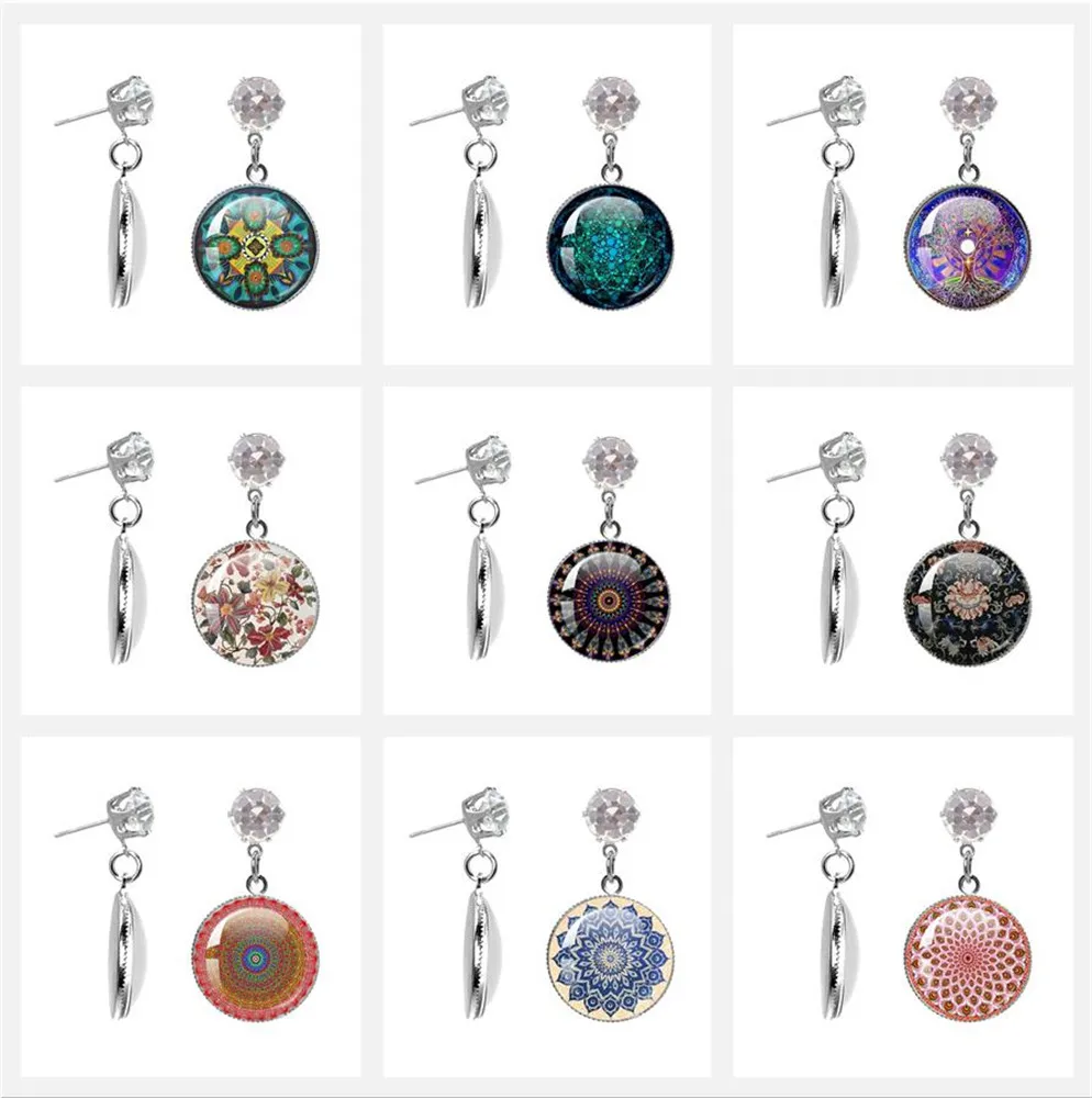 Life Tree Sliver Color Earring Tree of Life Earrings For Women Yoga Amulet Mandala Drop Earrings Gift