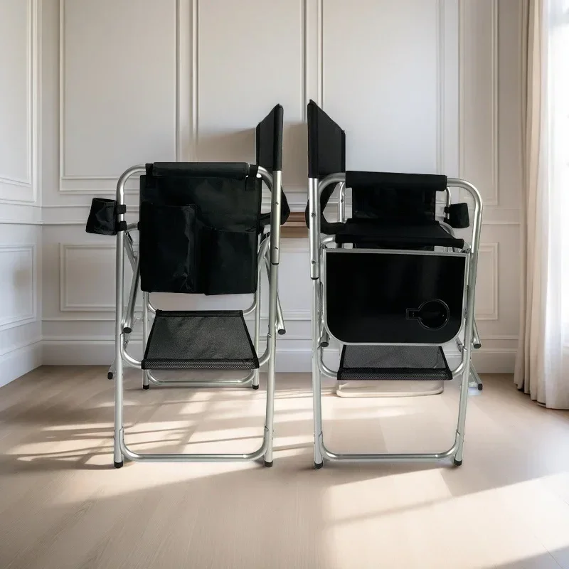 كرسي مدير طويل قابل للطي مع حامل أكواب طاولة جانبية ومسند للقدمين وحقيبة حمل لفناني الماكياج والعملاء كرسي قابل للطي #4