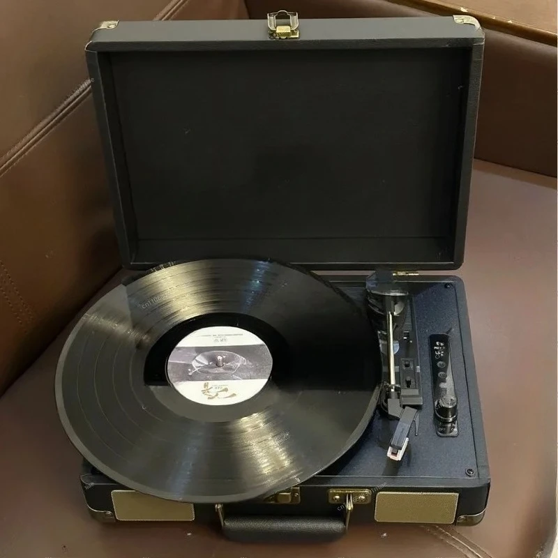 Retro Vinyl Record Player with Bluetooth Multifunctional CD Tape All-in-One Desktop Light Luxury Audio Gift for Home Decor