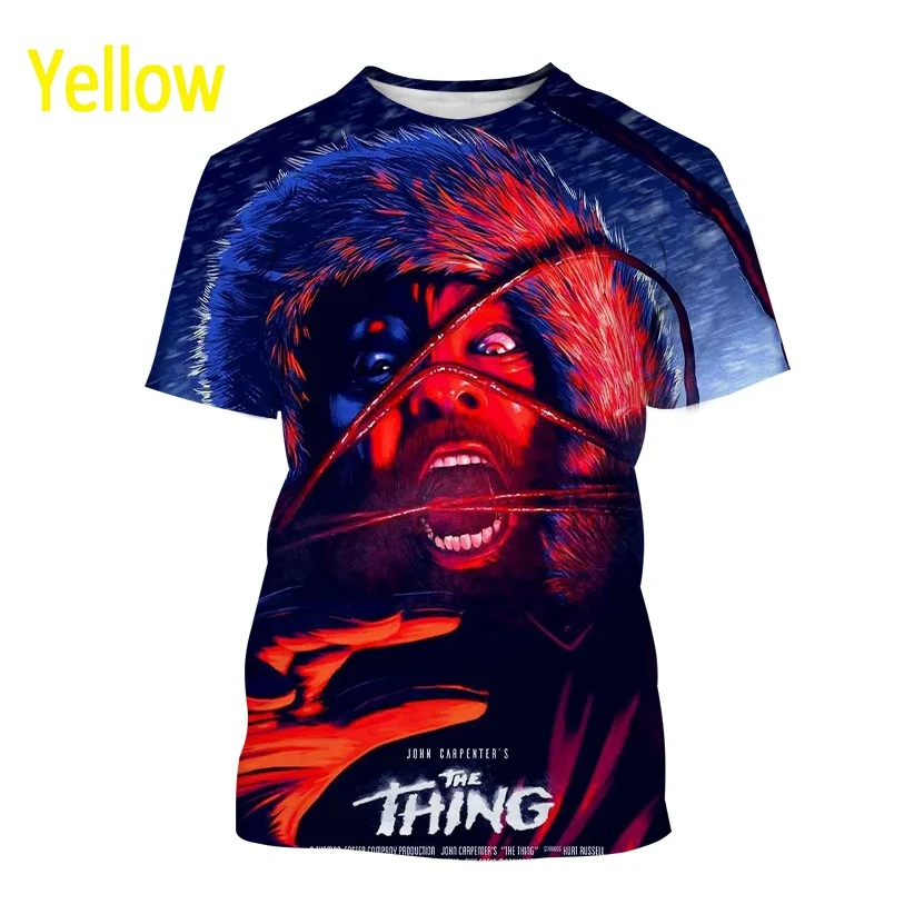 Horror Movie Breathable Short Sleeved T-Shirt For Men Fun 3D Poster Printed Streetwear Top Round Neck Causal Clothing