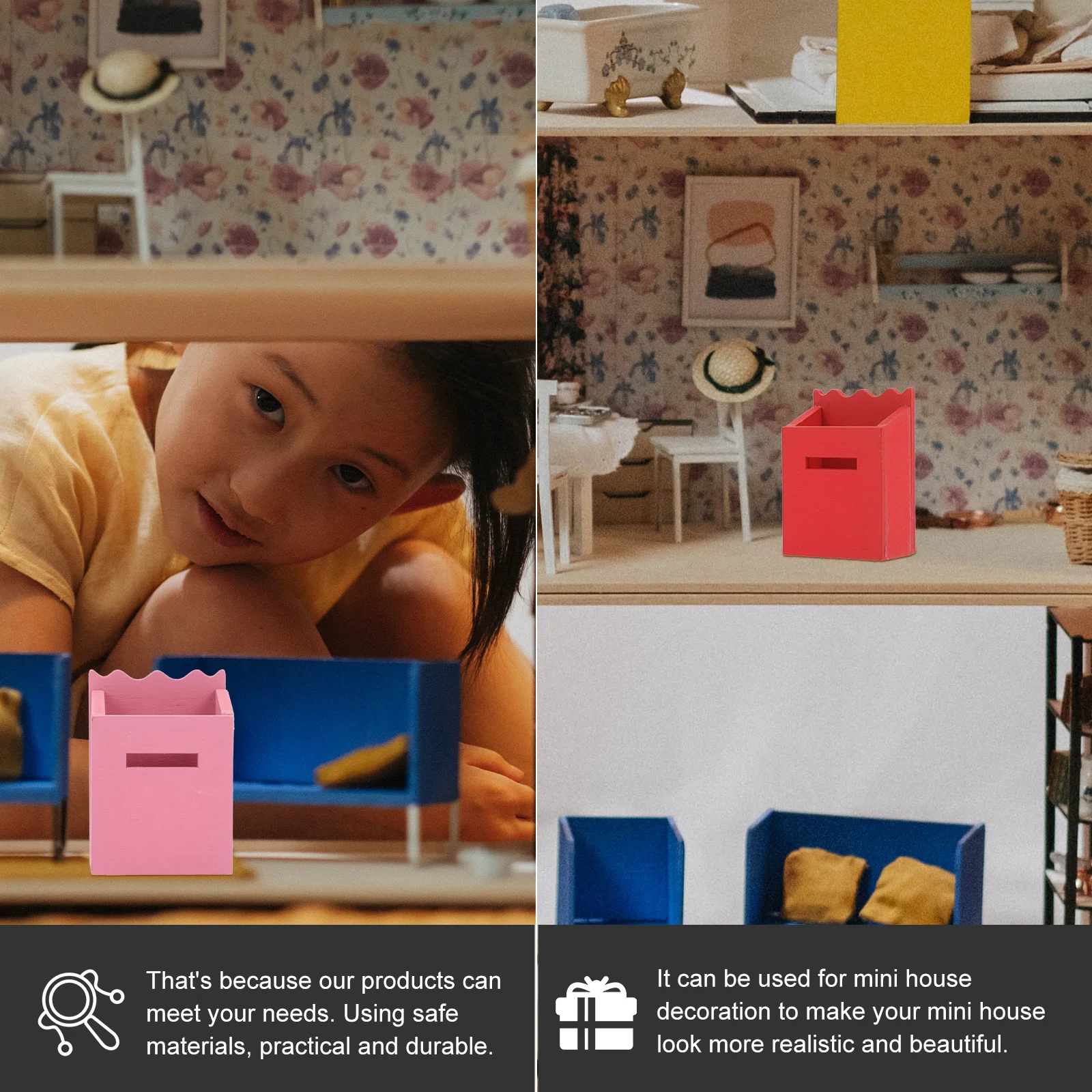 2 قطعة صندوق بريد صغير آمن من الخشب أثاث مصغر مثالي ديكورات منزلية صغيرة صندوق بريد جامع هدية صندوق بريد صغير