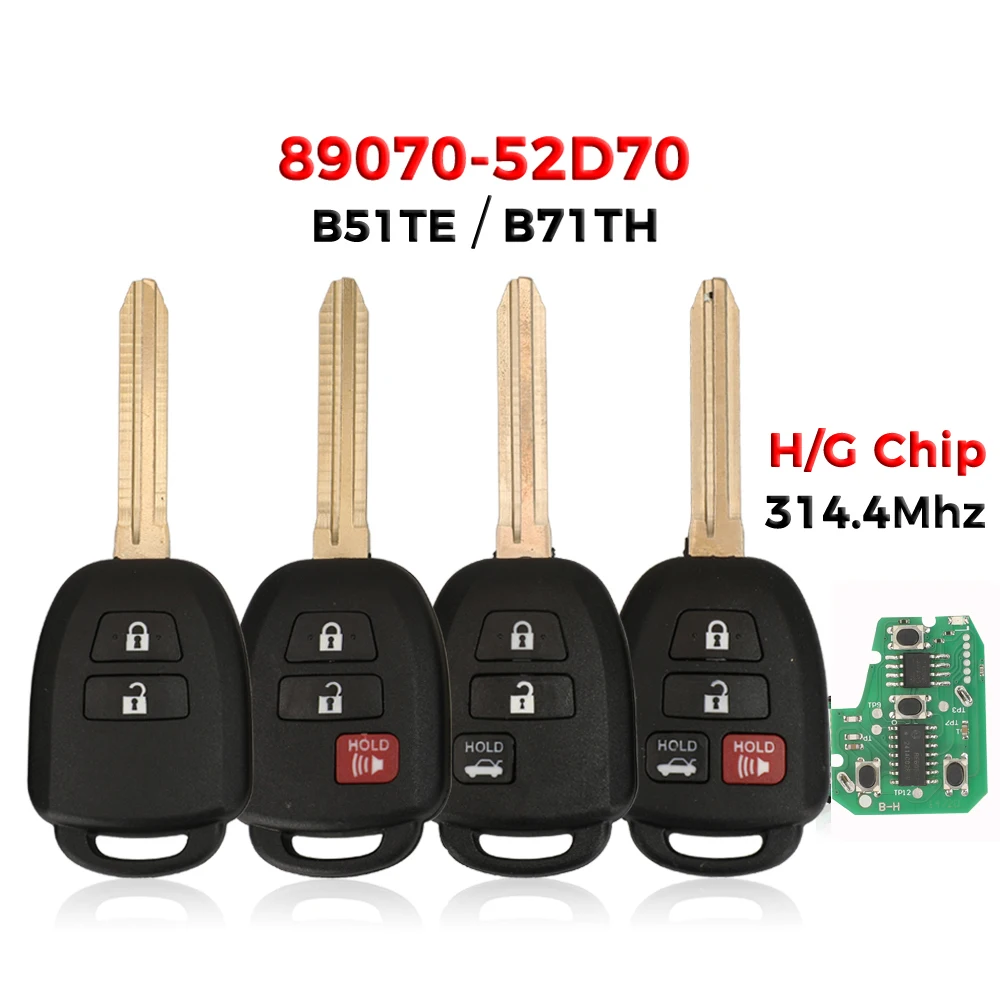 

jingyuqin B51TE B71TH TOKAI RIKA 89070-52D70 For Toyota Yaris 2012-2017 Remote Car Key 314.4Mhz H/ G Chip TOY43 Blade