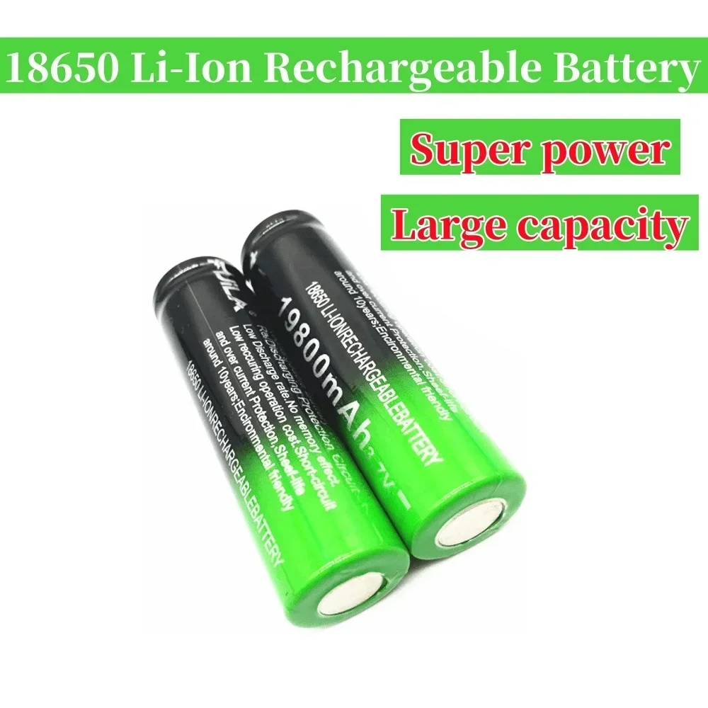 High-Intensity 3.7V 19800mAh 18650 Lithium Rechargeable Battery for Flashlight with USB Charger Discharge Light Source