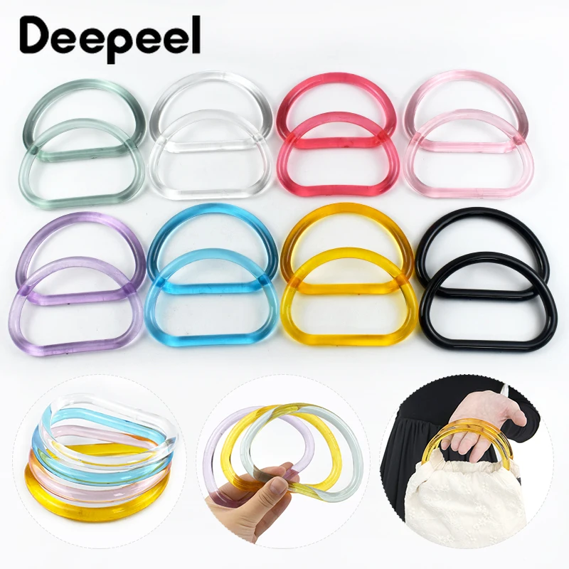 2/4/10Pcs 10cm Acrylic D Ring Transparent Plastic Handle for Bags Handbag Woven-bag Replace Bag Handles Purse Frame Accessories