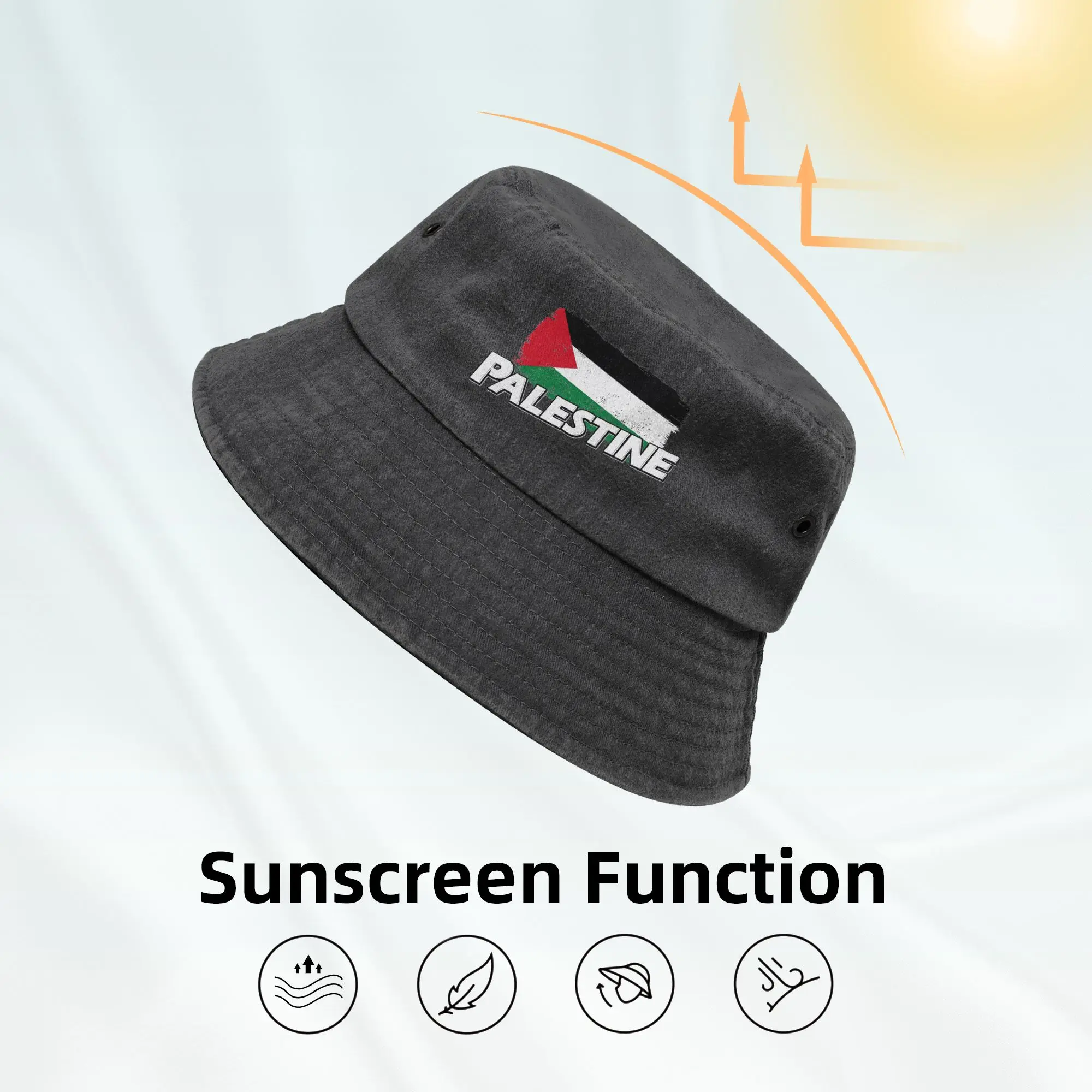 Palestined Flag Bucket Hat for Woman Summer  Sun Hats Hip Hop Foldable for Outdoor Fishing Cap Bob Hat view 4