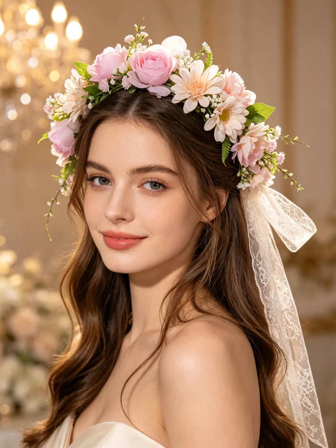 إكليل زهور صناعية وردية، طوق ر - مراجعة Supply Florist وسعره