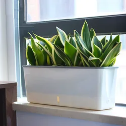 Rectangular Self-Watering Planter Pots with Handy Water Level Indicator Large Bonsai Planting Container for Home Garden Office