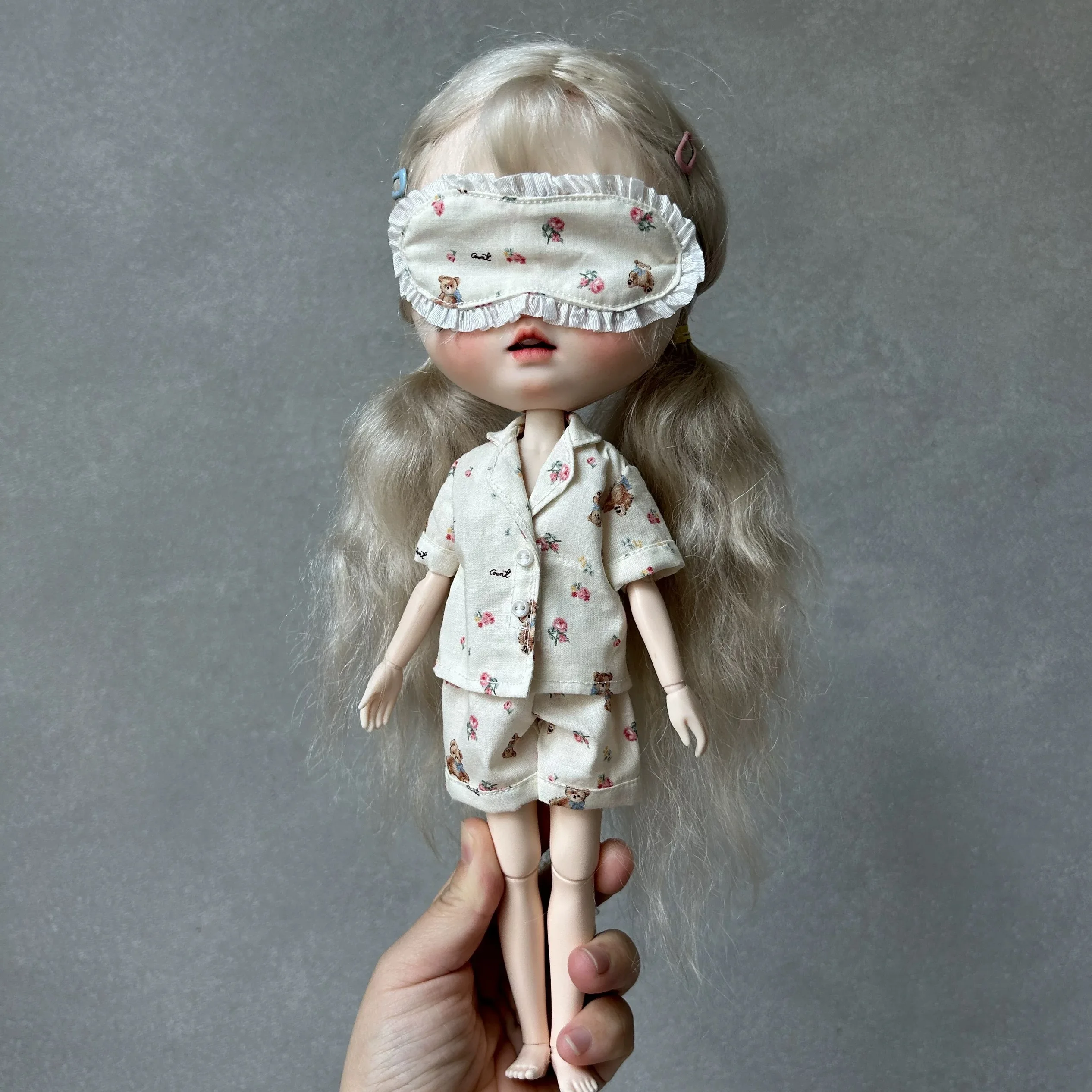 ICY DBS Blyth 30CM 1/6 Doll Clothes OB24 New Azone Floral Pajamas Sleeping Blindfold Set Doll Clothes Girl Dress Toy