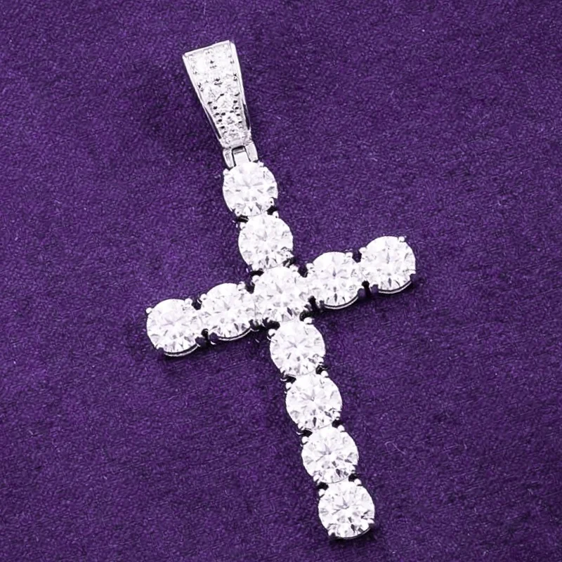 

Хип-хоп GRA Iced Out Bling VVS D Цвет Муассанит стерлингового серебра 925 пробы Pass Diamond Tester Подвеска в виде креста-пасьянса для мужчин