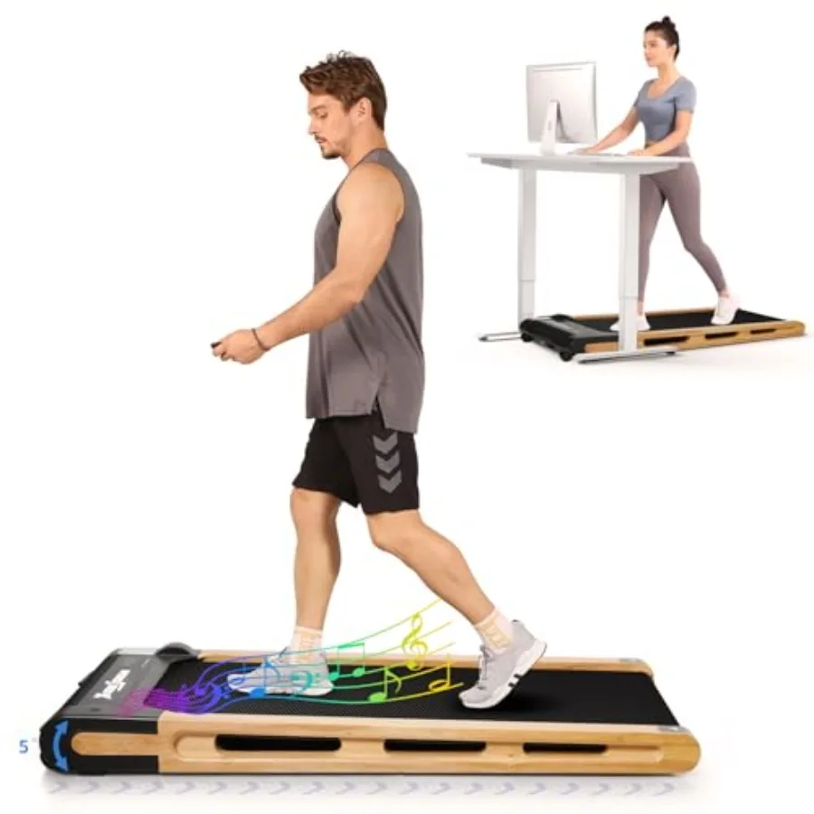 Home Under Desk Treadmill 2.5HP Low Noise Walking Pad Running Machine with Bluetooth Speaker Remote Control for Office Lightwei