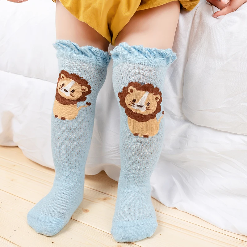 Preschool Boys Girls Over The Knee Socks Cartoon Cute Print Pattern Combed Cotton Soft Comfortable Breathable Mesh Socks