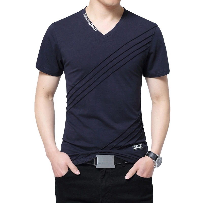 Sommer Mode T-shirt Männer Kurzarm V-ausschnitt Baumwolle Regular Fit Plus Größe Männer Casual T-shirt 5XL