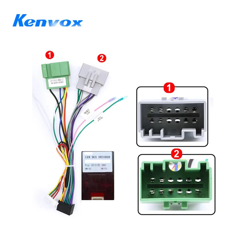 16pin Car Wiring Harness Adapter Canbus Box Decoder Android Radio stereo plug Power Cable For Volvo S80 XC70 V70 S60 1999-2006