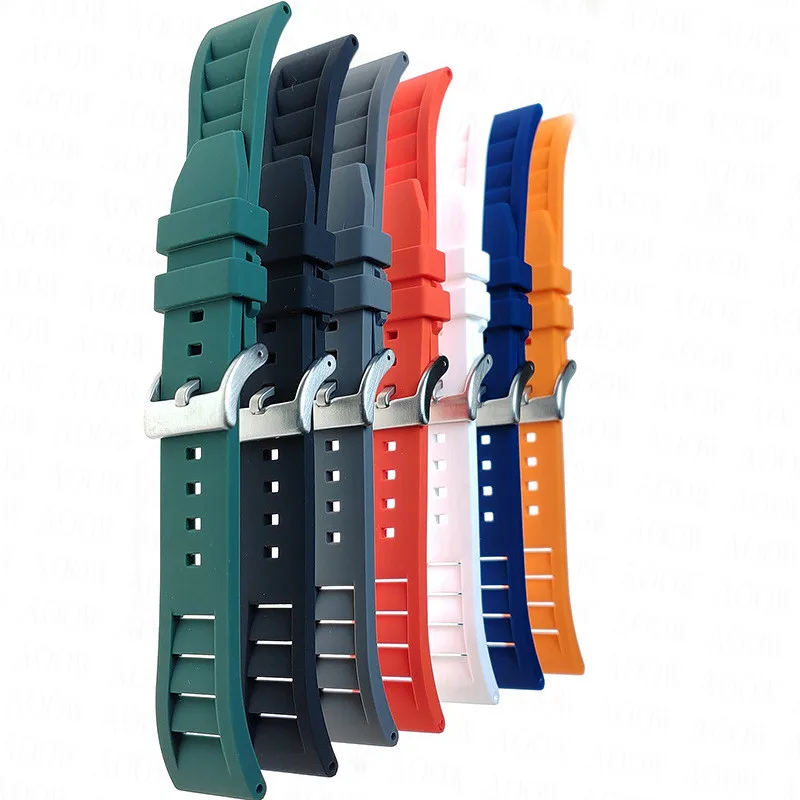 20mm 22mm Quick Release Rubber Strap Stainless Steel Buckle Sport Waterproof High Tension Silicone Men Women Replace Watch Band