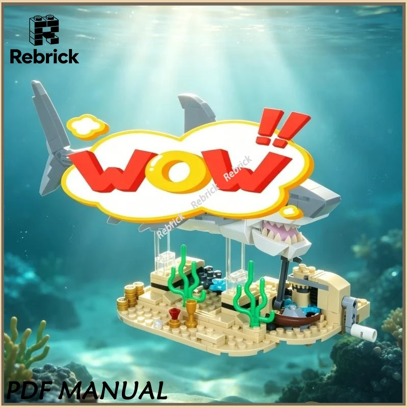 

Fierce Shark Display Base Building Blocks MOC Design Perfect Match for 31381 Marine Themed Model Desktop Decoration Set