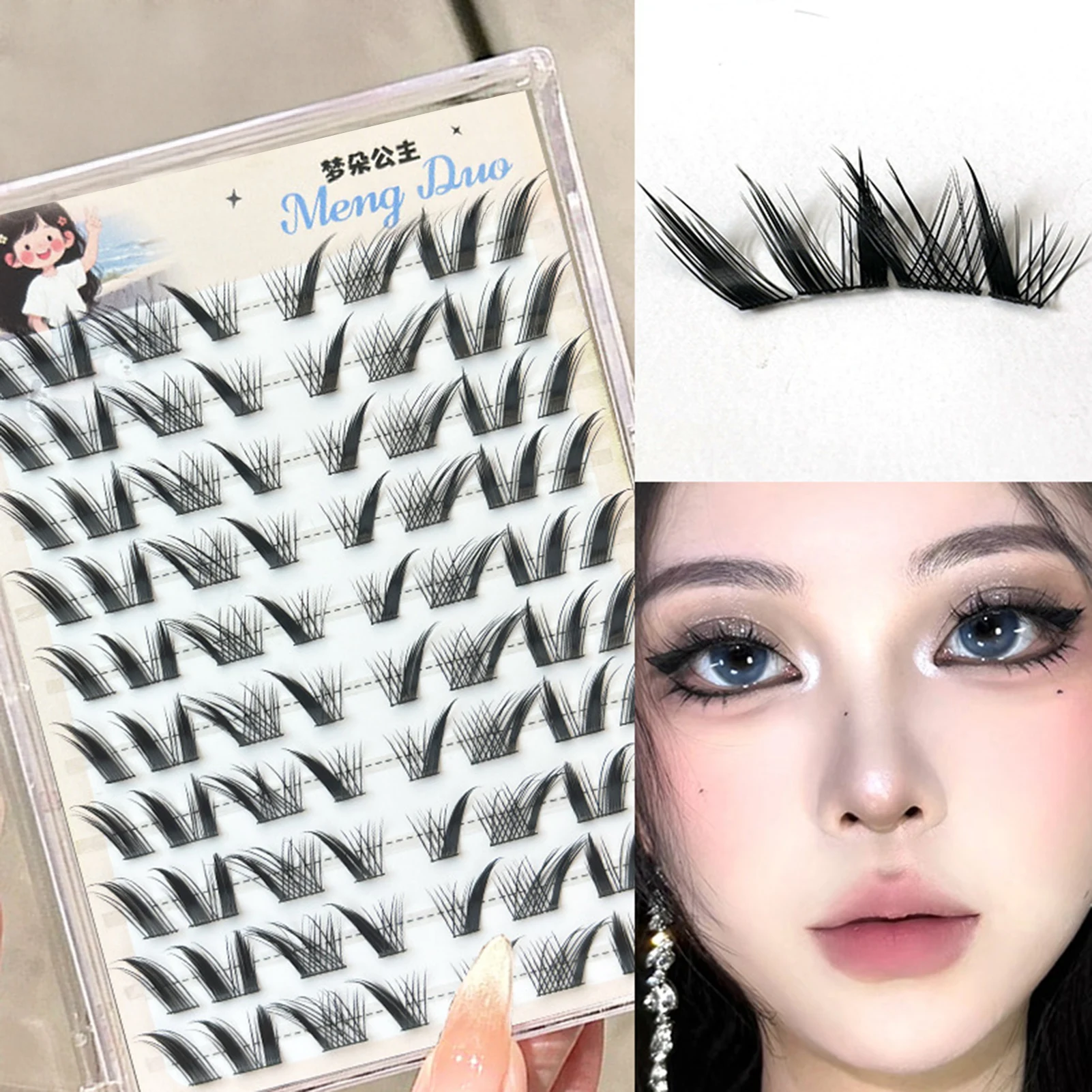 Fox-style Individual Lashes Cluster Wispy Fluffy Segmented False Eyelashes Natural Cosplay DIY Lashes Extension Makeup