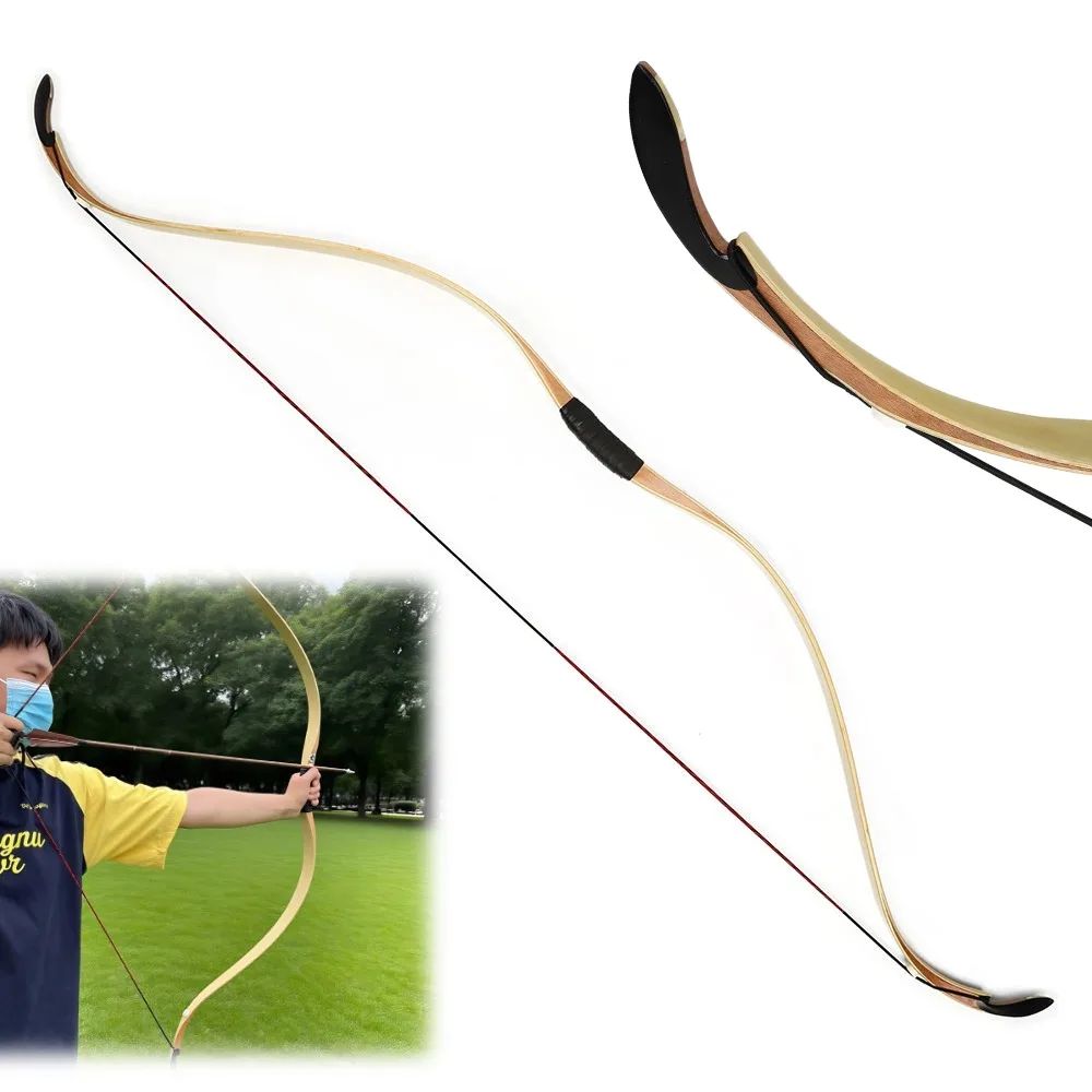 

57inch Archery Traditional Bow 20-45 Ibs Lamination Longbow Outdoor Bow and Arrow Hunting Shooting Equipment Left/Right Hand