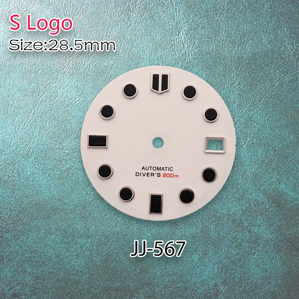 28.5mm S Logo Diver's Dial sea wave Scale NH35 Dial Fit NH36/4R/7S Movement Green Luminous Watch Modification Accessories