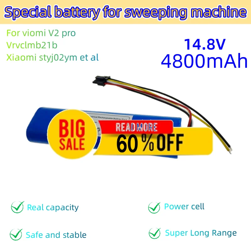 🌈🛡️14.8V 4800mah 18650 100% Brand New Lithium Battery Suitable For Viomi V2 Pro Vrvclmb21b And Xiaomi Styj02ym