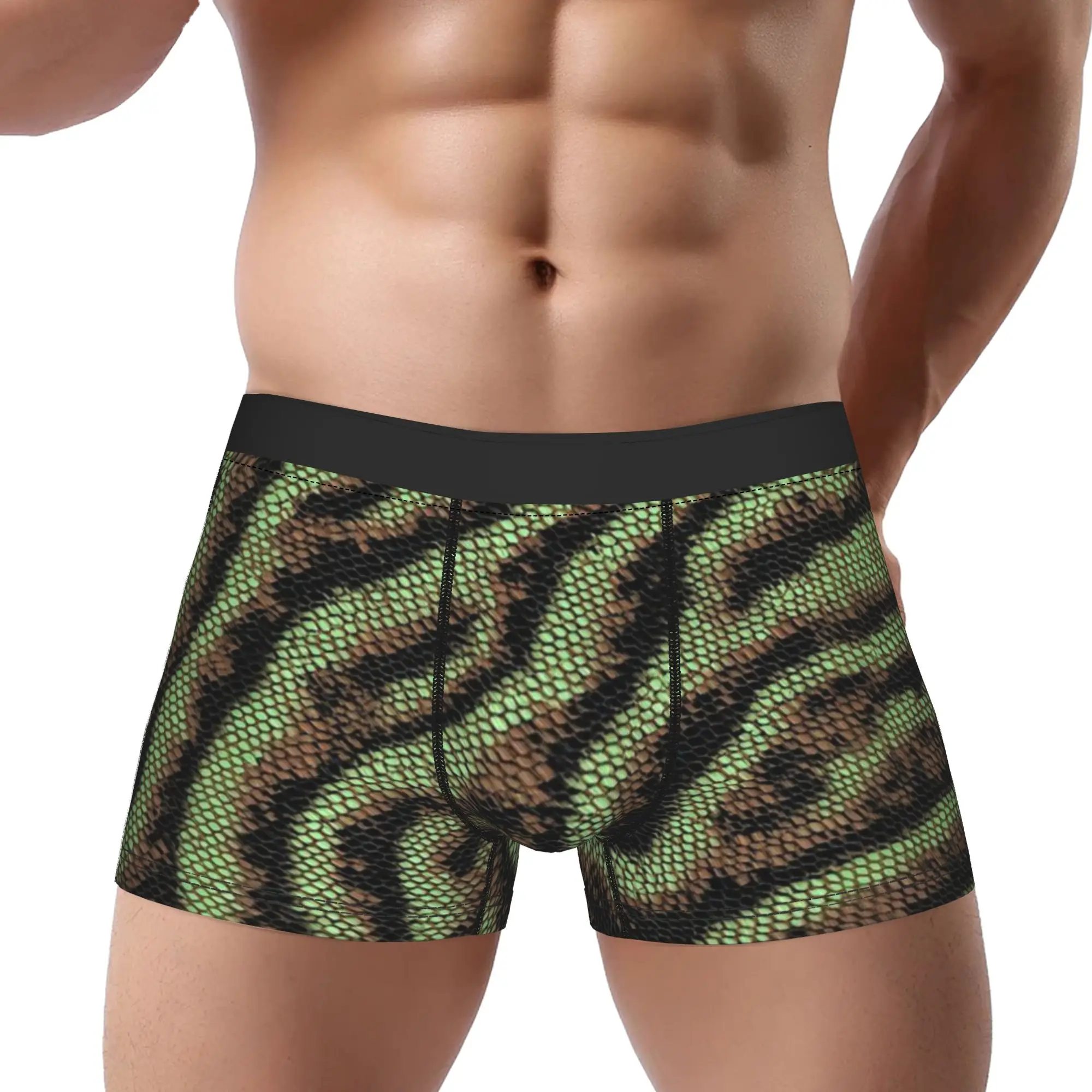 Pattern (1) Snake Skin Underpants Breathbale Panties Male Underwear Comfortable Shorts Boxer Briefs