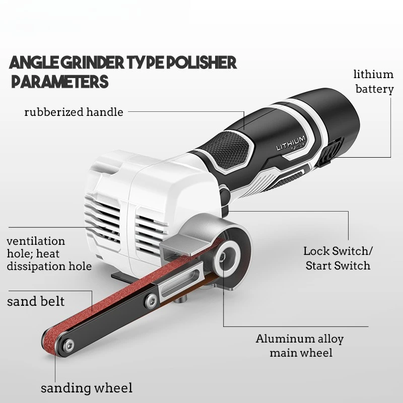 Lithium Battery Wireless Belt Machine Grinding Polishing Machine Woodworking Lithium Battery Small Handheld Electric Grinder