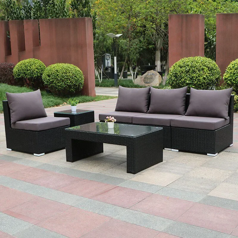 for Outdoor Leisure Furniture Garden Balcony Terrace Courtyard Rattan Sofa Freely Pieced Together Three Person Combination