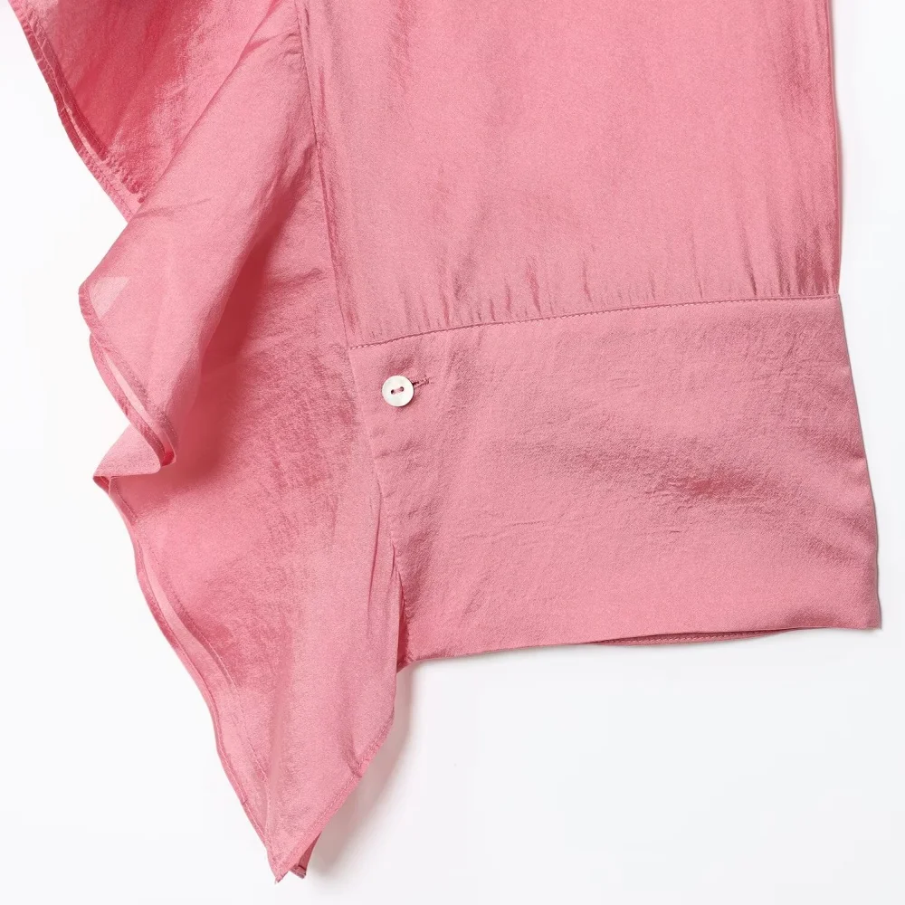 Frauen einfarbig gekräuselte taste rundhals fledermaus lange ärmeln lose hemd herbst neue süße temperament top