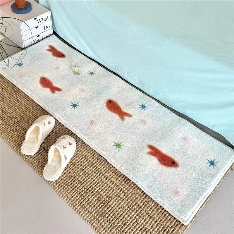 VIKAMA Cherry Fish Rug Non-Slip, Soft Warm Carpet Mat for Bedroom Entrance Hallway Bedside Floor Decor
